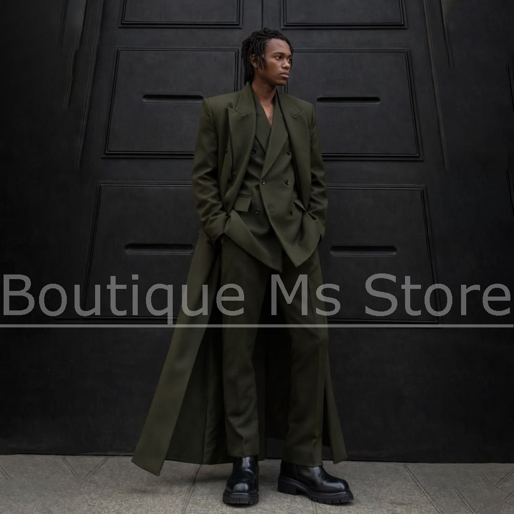 Men'S Hip Formal Wear - 남성용 롱 수트 3피스 오버사이즈 더블