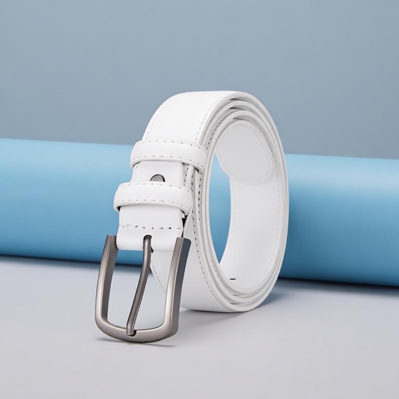 Men'S Formal Wear Belt - 남성용 정장 벨트, 솔리드 화이트, 클래식하고