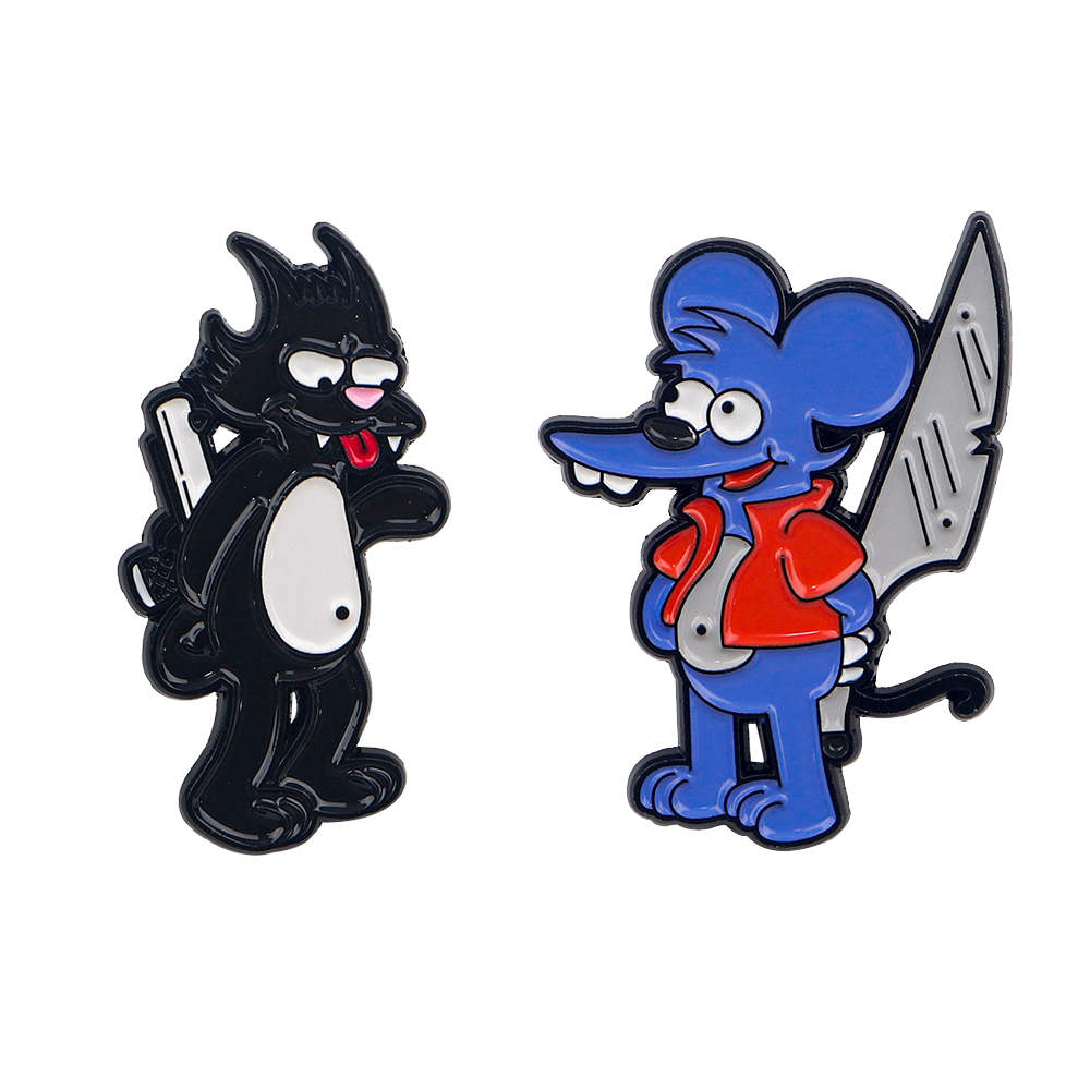 Tuxedo Lapel Pin - 코미디 만화 쥐 고양이 소프트 에나멜