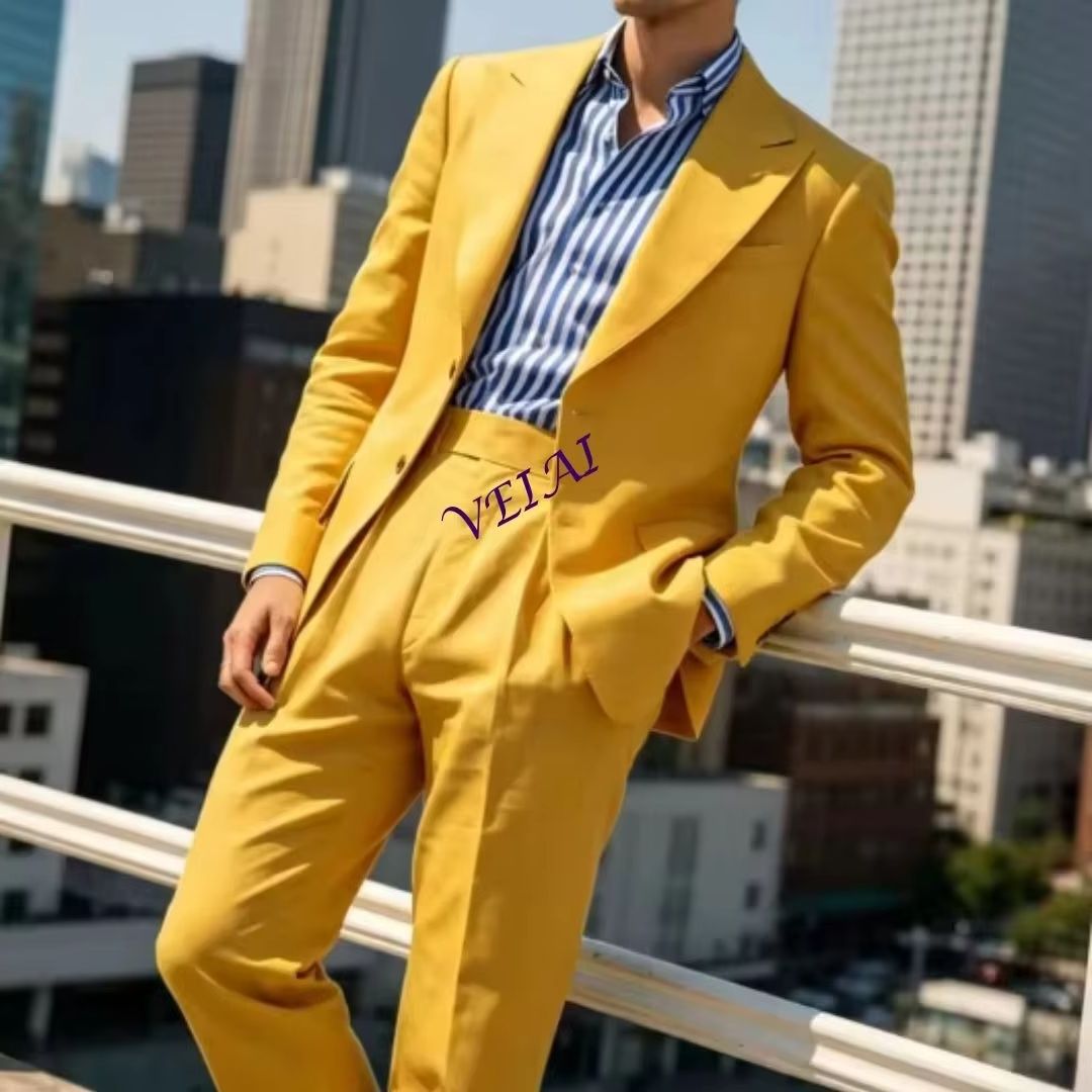 Men'S Relaxed Formal Wear - 여름 세이지 그린 리넨 2피스 남성