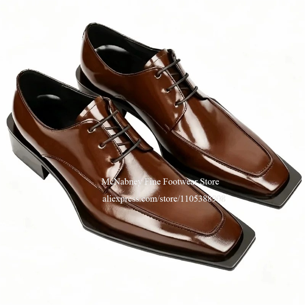 Men Formal Wear For Wedding - 스파이크 스터드 가죽 드레스 슈즈 레이스업