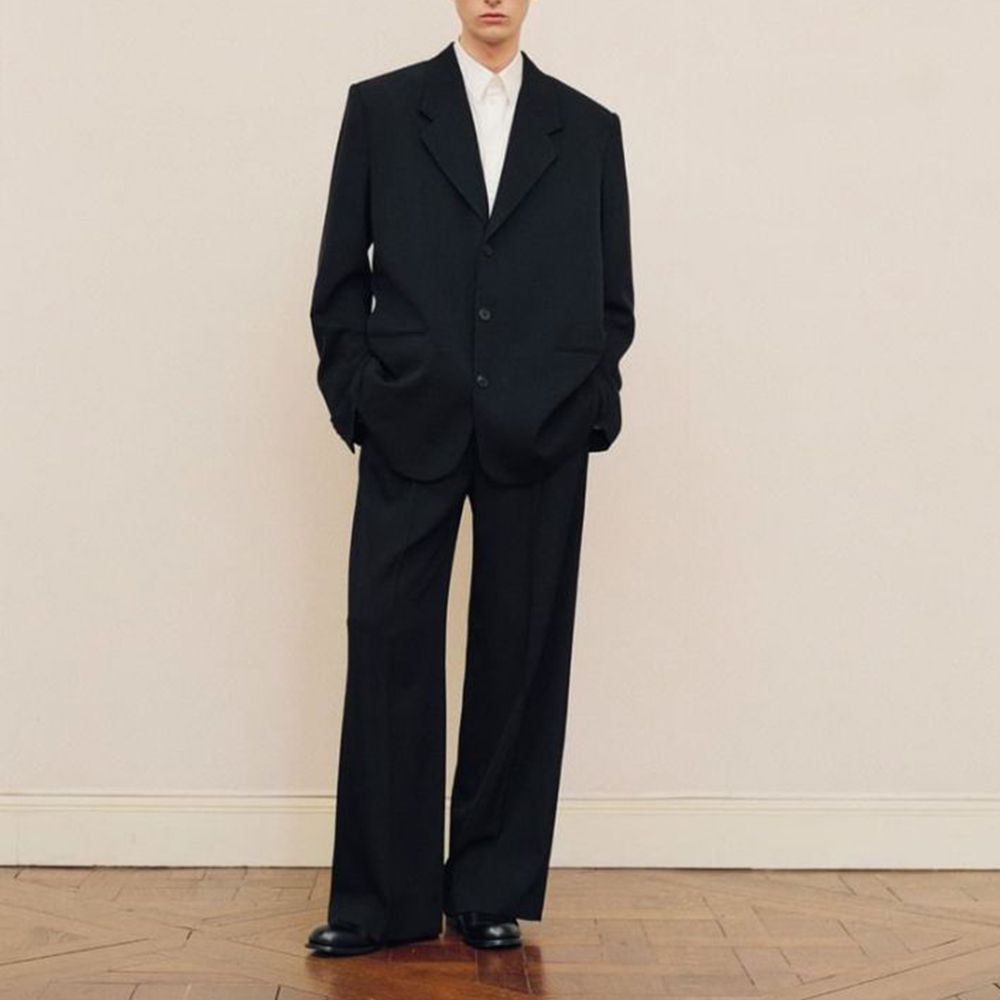 Men Formal Wear For Wedding - 남성용 블랙 오버사이즈 수트 세트 싱글