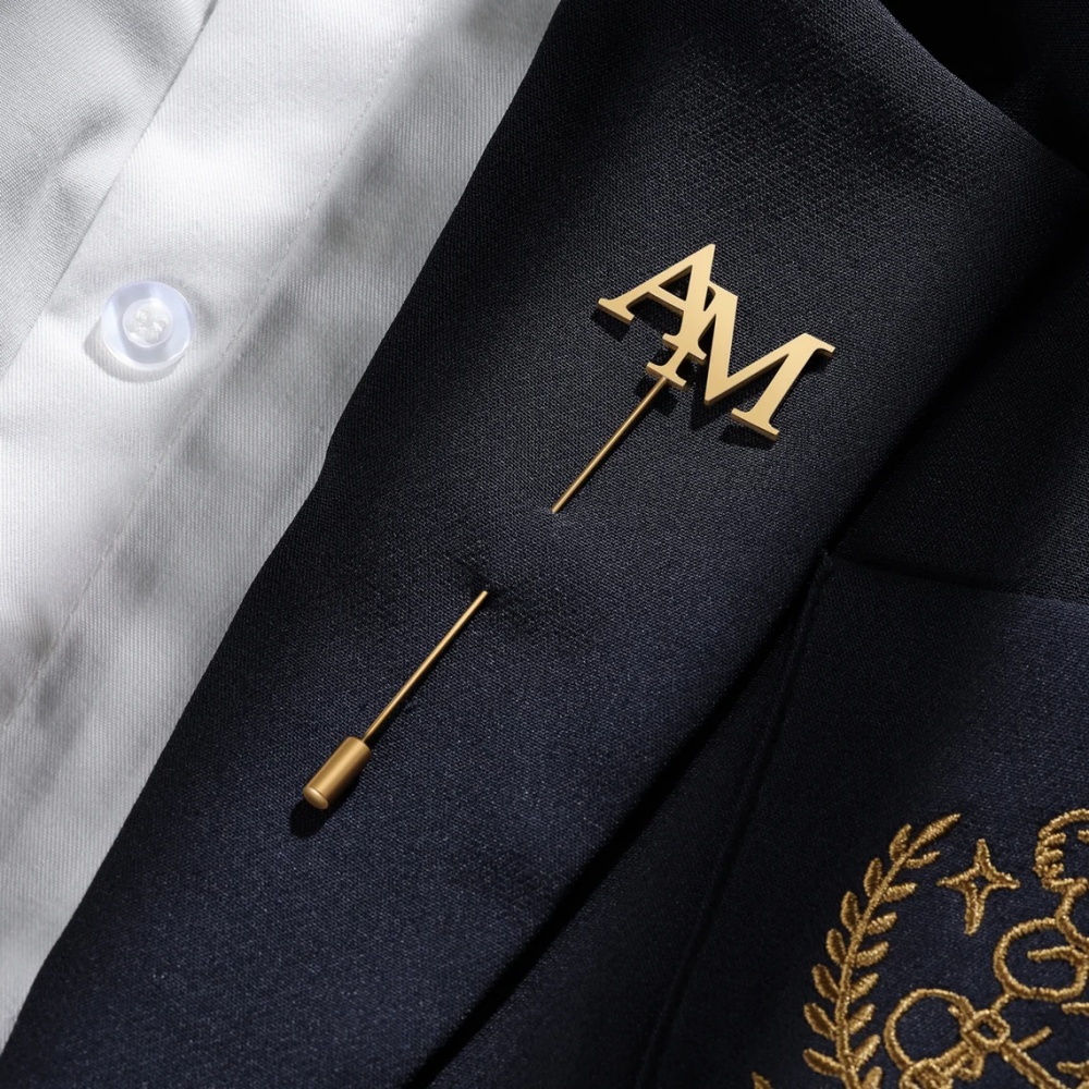 Tuxedo Lapel Pin - 맞춤 이니셜 브로치 남성용 스테인리스 스틸