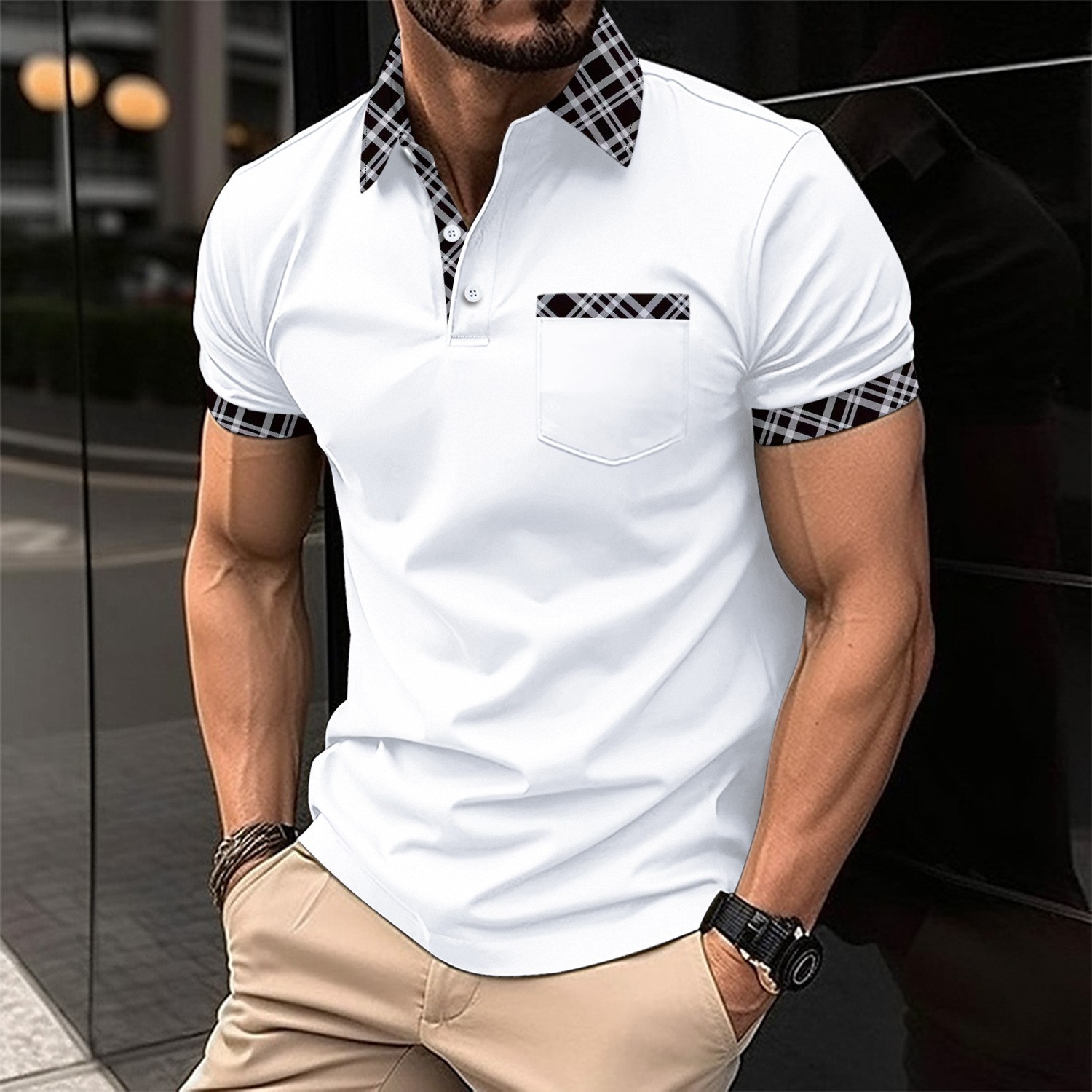 남성용 캐주얼 통기성 편안한 POLO 셔츠, 앞주머니, - Men Formal Wear Combination 리뷰 및 가격