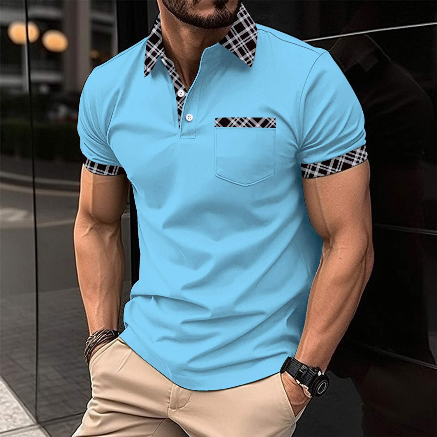 남성용 캐주얼 통기성 편안한 POLO 셔츠, 앞주머니, - Men Formal Wear Combination 리뷰 및 가격