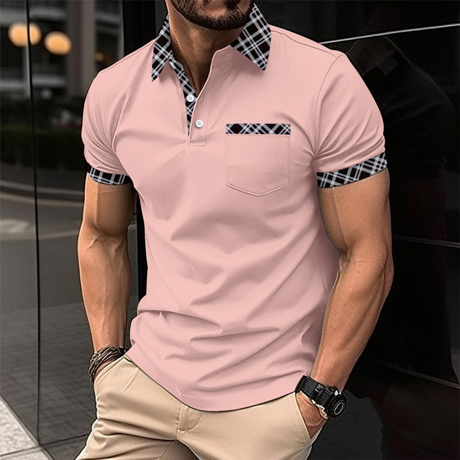 남성용 캐주얼 통기성 편안한 POLO 셔츠, 앞주머니, - Men Formal Wear Combination 리뷰 및 가격