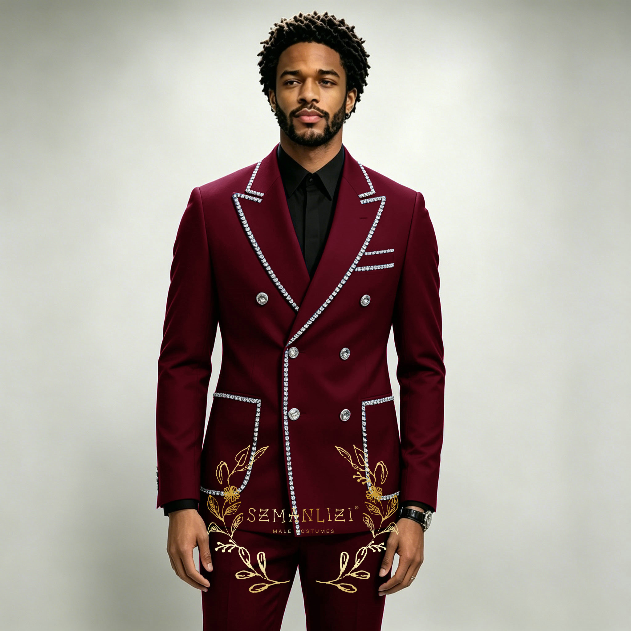 럭셔리 남성 정장 2피스 로얄 블루 크리스탈 피크드 라 - Men Formal Wear For Wedding 리뷰 및 가격
