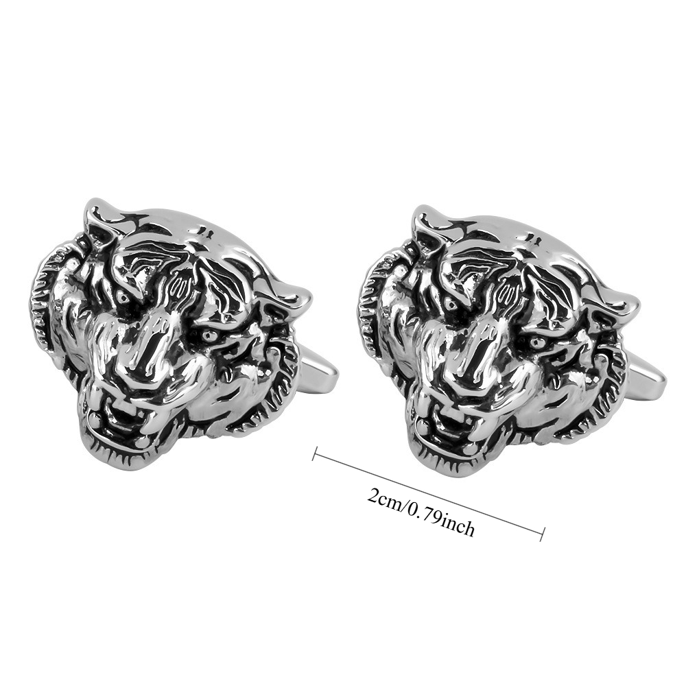 정교한 3D 호랑이 머리 릴리프 커프스 단추 남성용 프 - Dress Shirt French Cuff 리뷰 및 가격