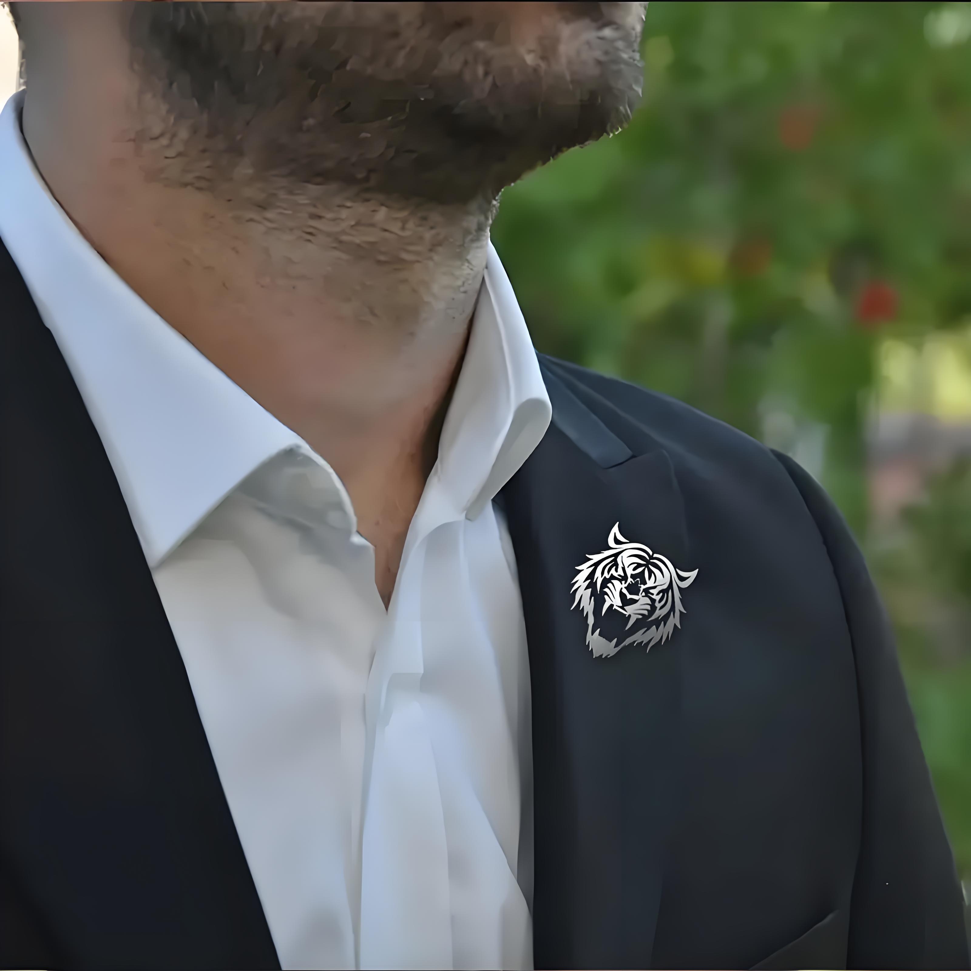 남성용 스테인레스 스틸 호랑이 머리 옷깃 핀, 중공 디 - Tuxedo Lapel Pin 리뷰 및 가격