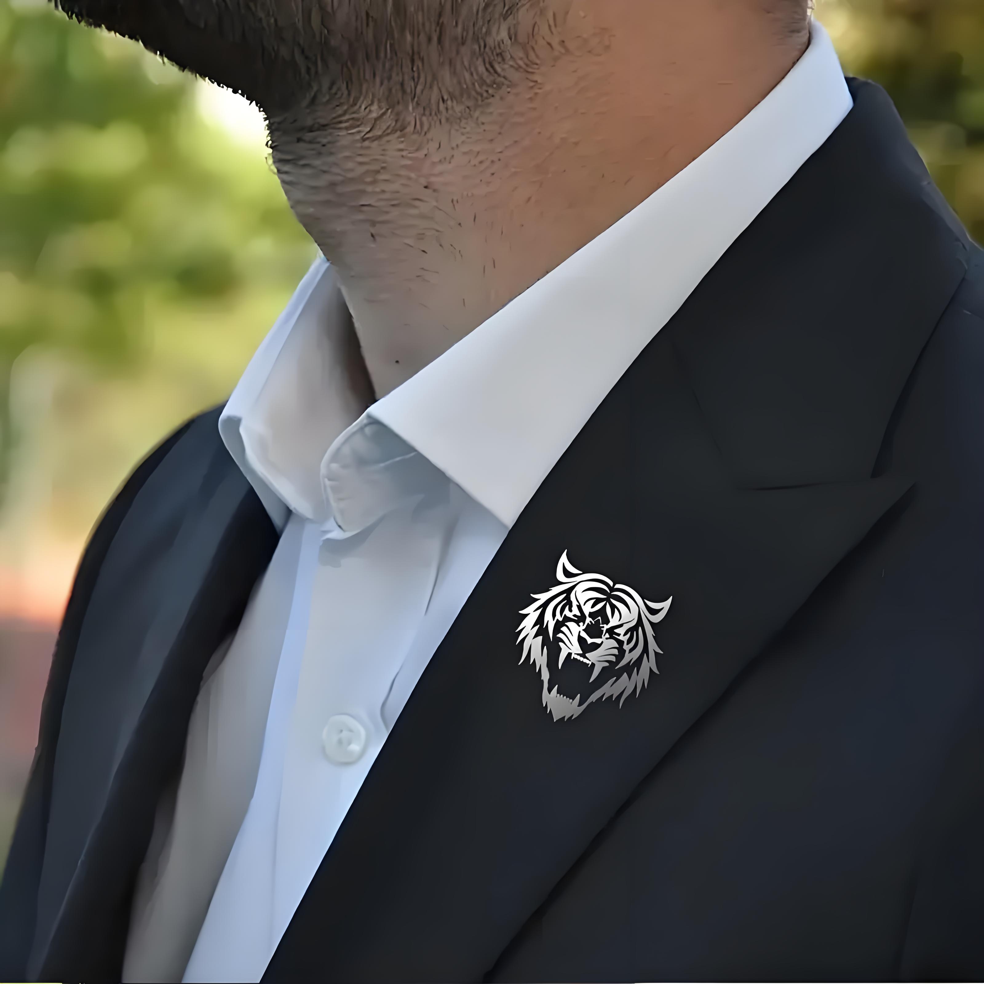 남성용 스테인레스 스틸 호랑이 머리 옷깃 핀, 중공 디 - Tuxedo Lapel Pin 리뷰 및 가격
