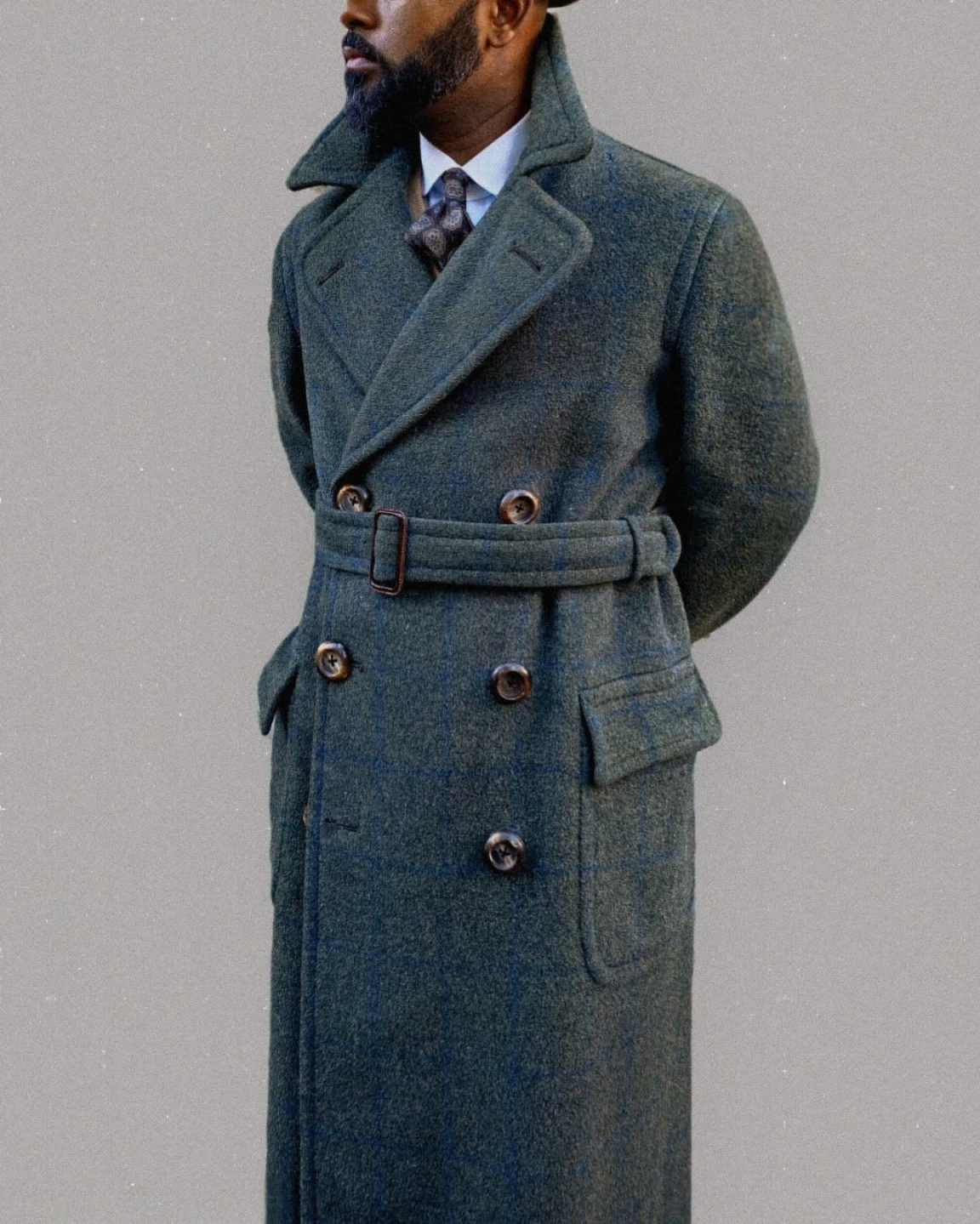 우아한 남성용 오버코트 1피스 더블 브레스티드 피크드  - Men'S Formal Wear Belt 리뷰 및 가격