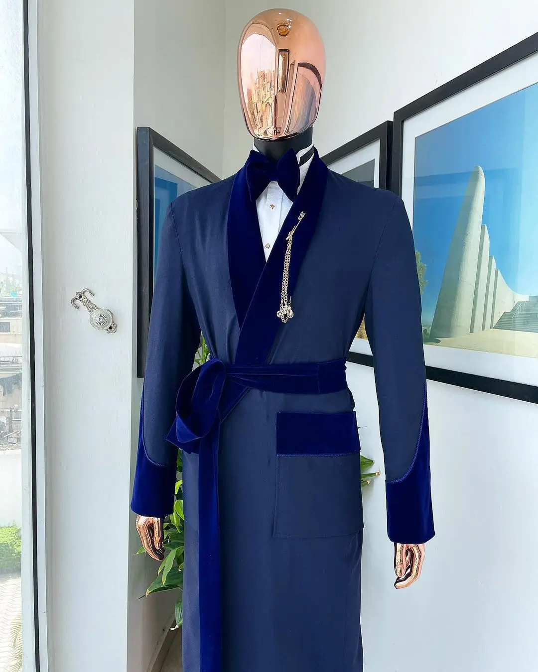 맞춤형 로얄 블루 남성용 세트 롱 재킷, 벨트 포함,  - Men'S Formal Wear Belt 리뷰 및 가격