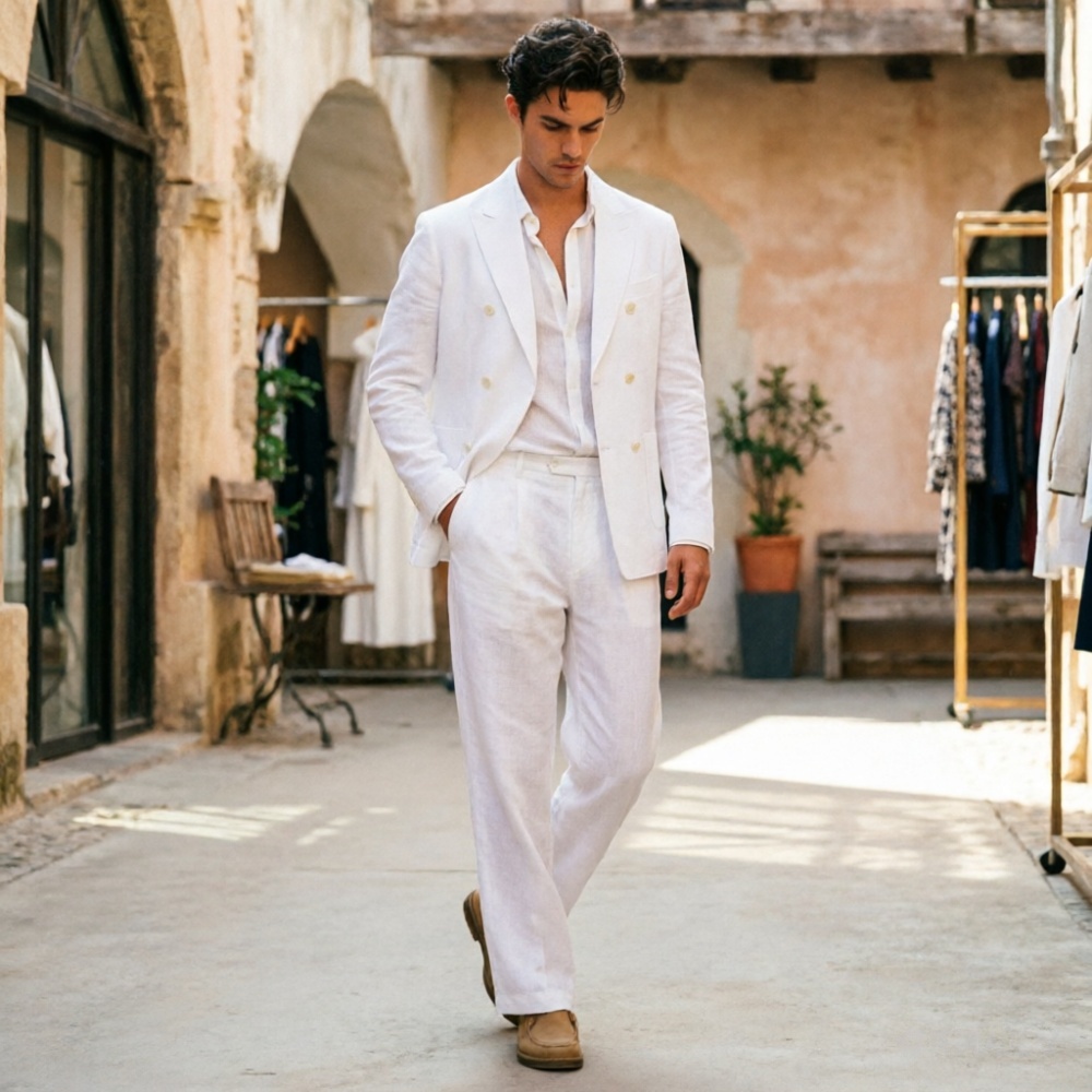 세이지 그린 리넨 남성 정장, 편안한 더블 브레스티드  - Men'S Relaxed Formal Wear 리뷰 및 가격