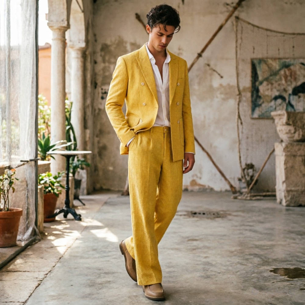 세이지 그린 리넨 남성 정장, 편안한 더블 브레스티드  - Men'S Relaxed Formal Wear 리뷰 및 가격